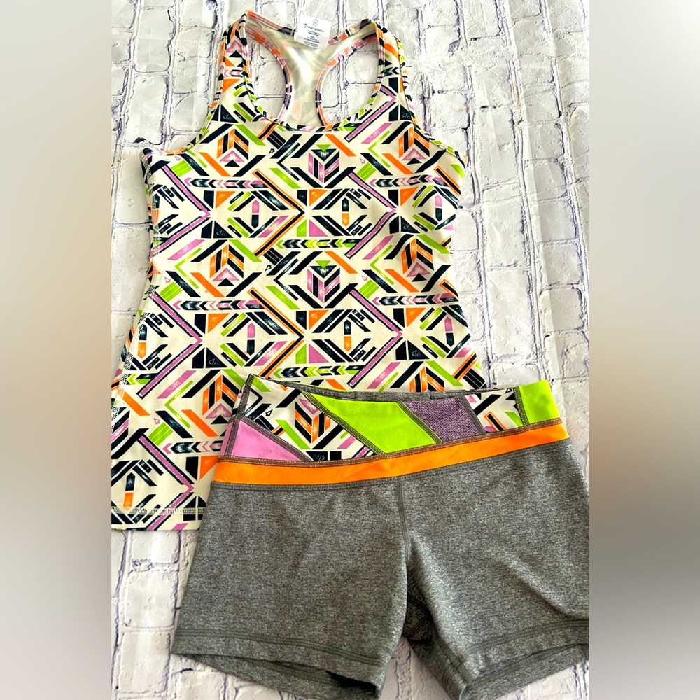 IVIVVA by LULULEMON girls size 12 racer back tank / shorts set